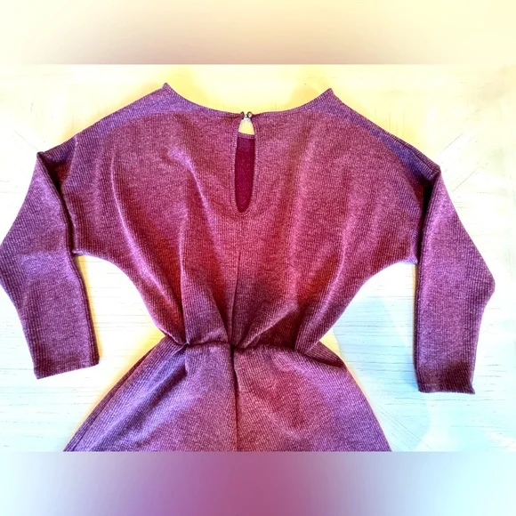 Charlotte Russe Burgundy Dolman Sleeve Ribbed Romper – Size XS - Picture 14 of 15
